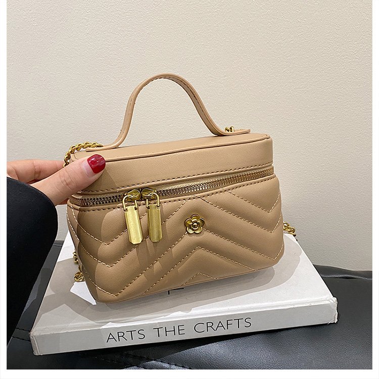 PU Crossbody Mini Square Bag with Zipper and Stitching Detail